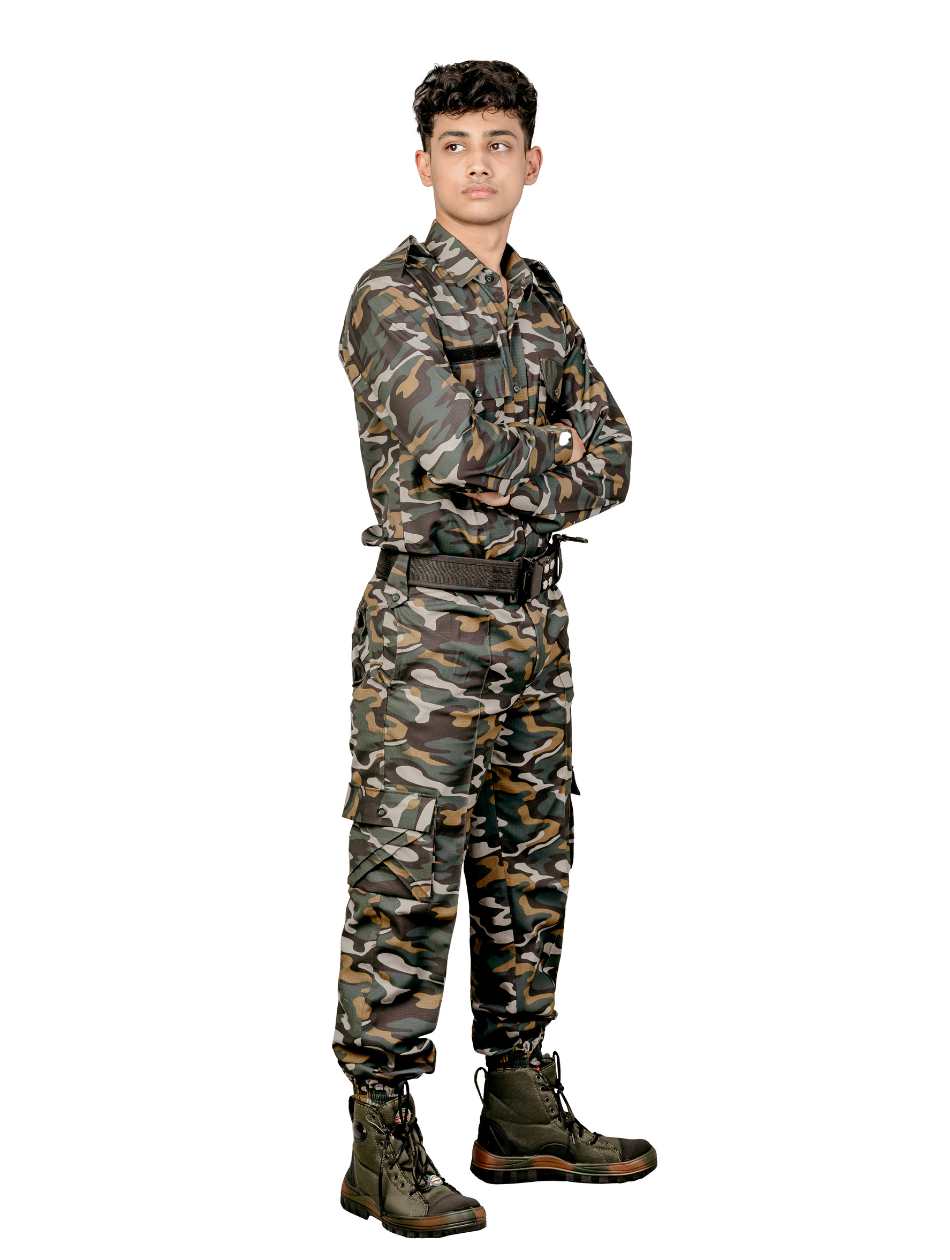 PAVA Men's Camouflage Army Combat Uniform Set | Full Sleeve Tactical Shirt & Cargo Pants