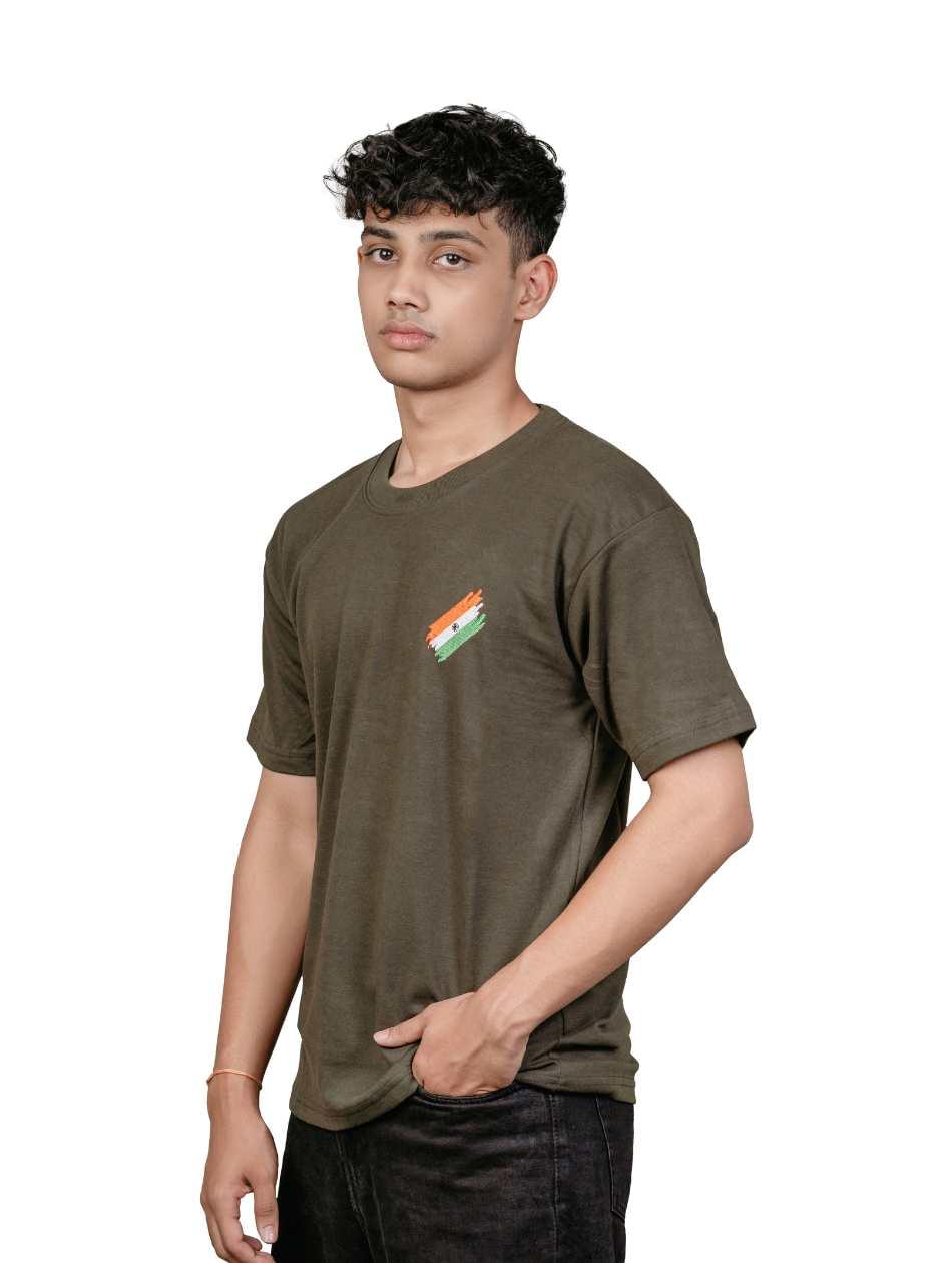 Men's Olive Green Commando Embroidered T-Shirt - Image 4