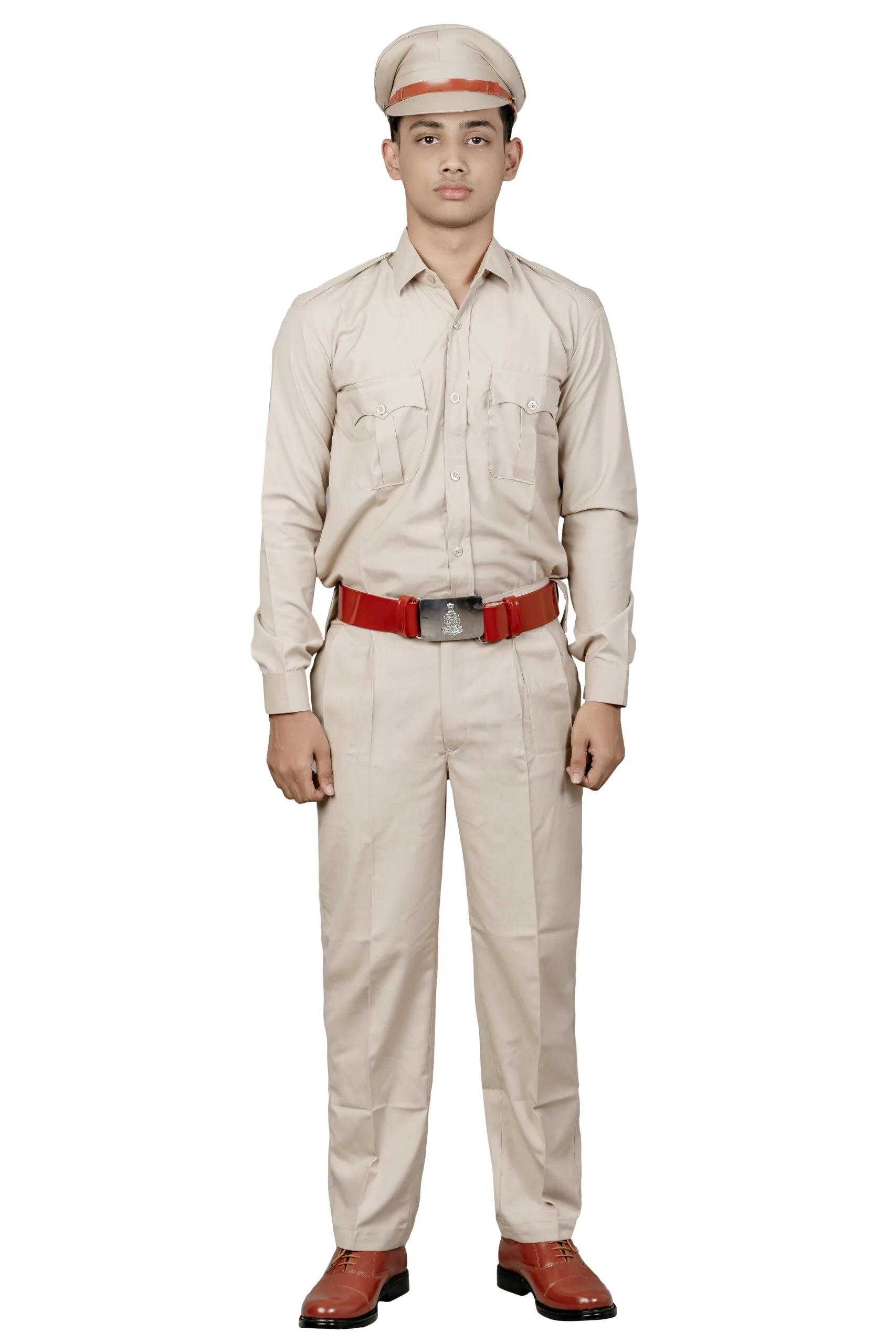 Men's Police Uniform Set – Khaki Full Sleeve Shirt & Pant