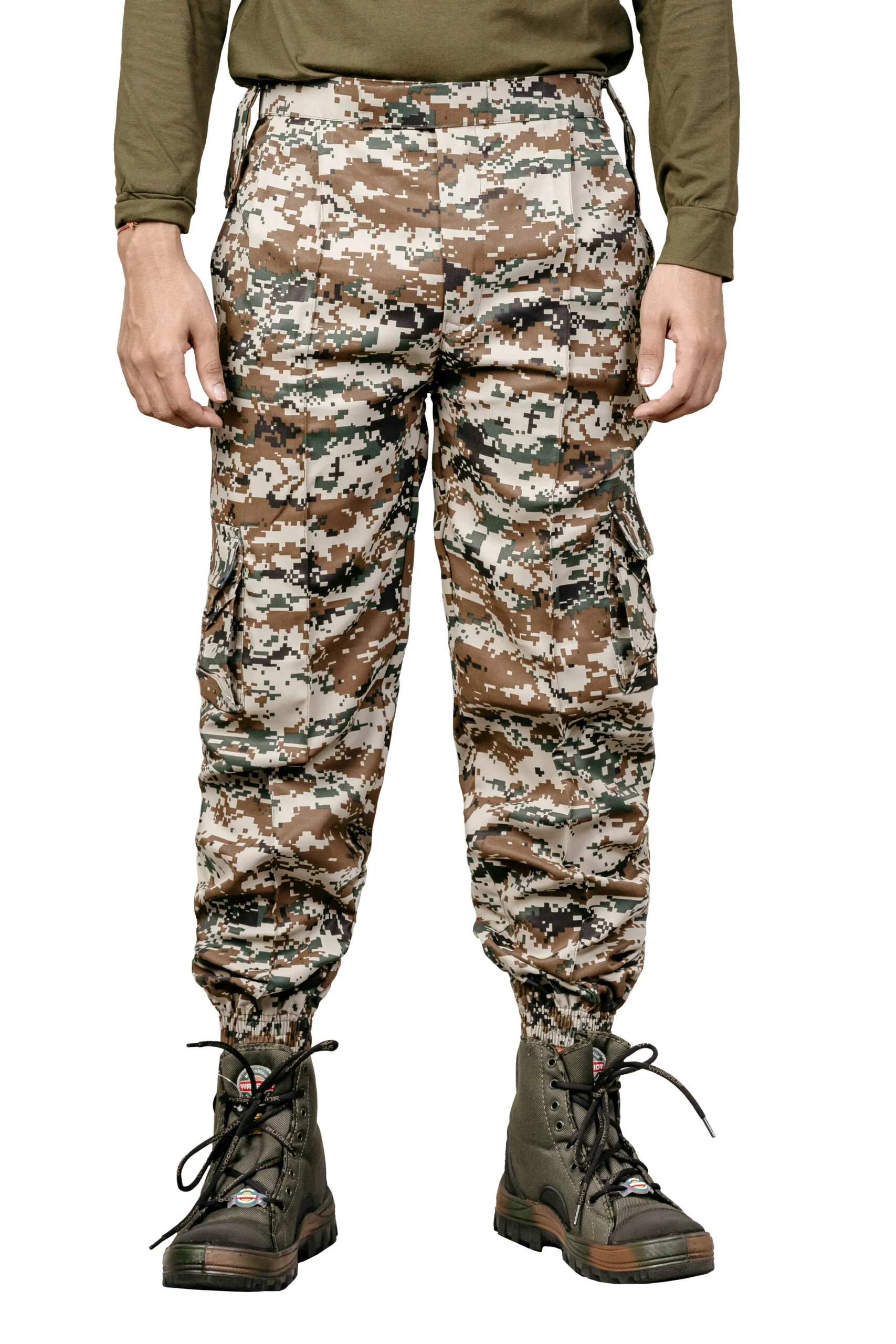 PAVA Men's Camouflage Cargo Pants | Multi-Pocket Utility Trousers | Digital Camo Pattern | Elasticated Ankle | Casual, Outdoor & Tactical Style